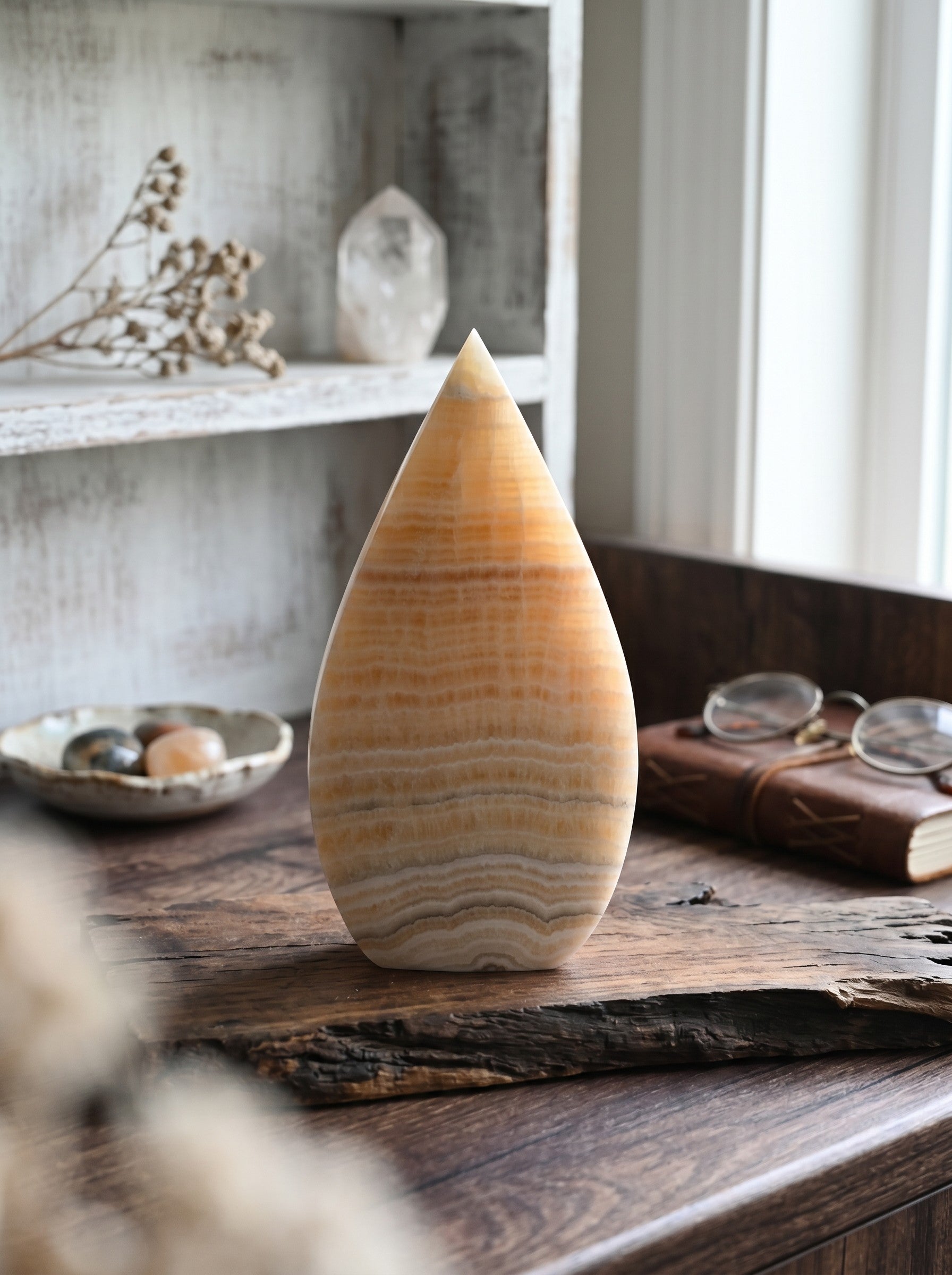Banded Calcite Teardrop Flame