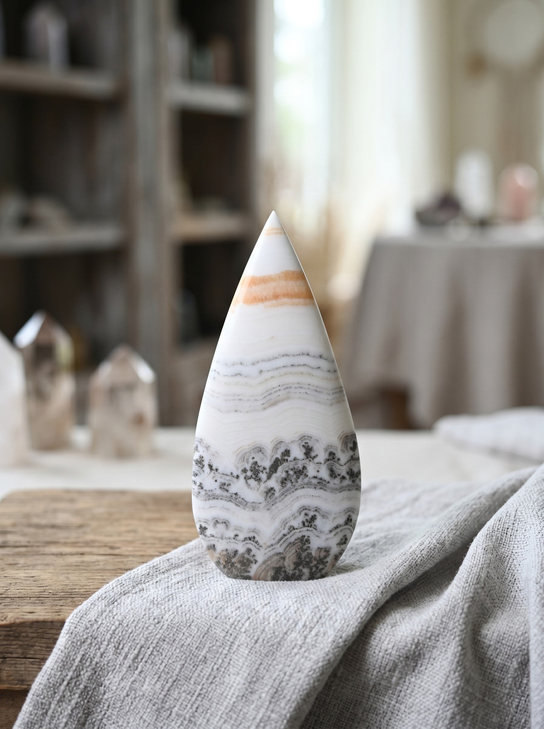 Banded Calcite Teardrop Flame