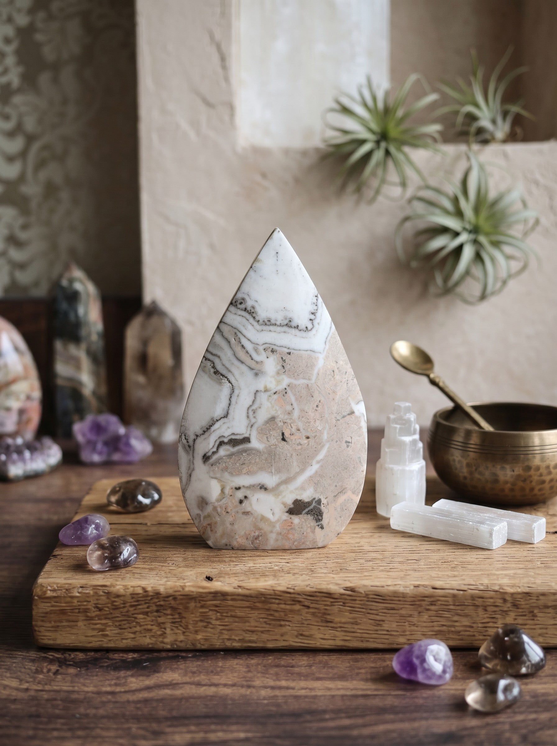 Banded Calcite Teardrop Flame