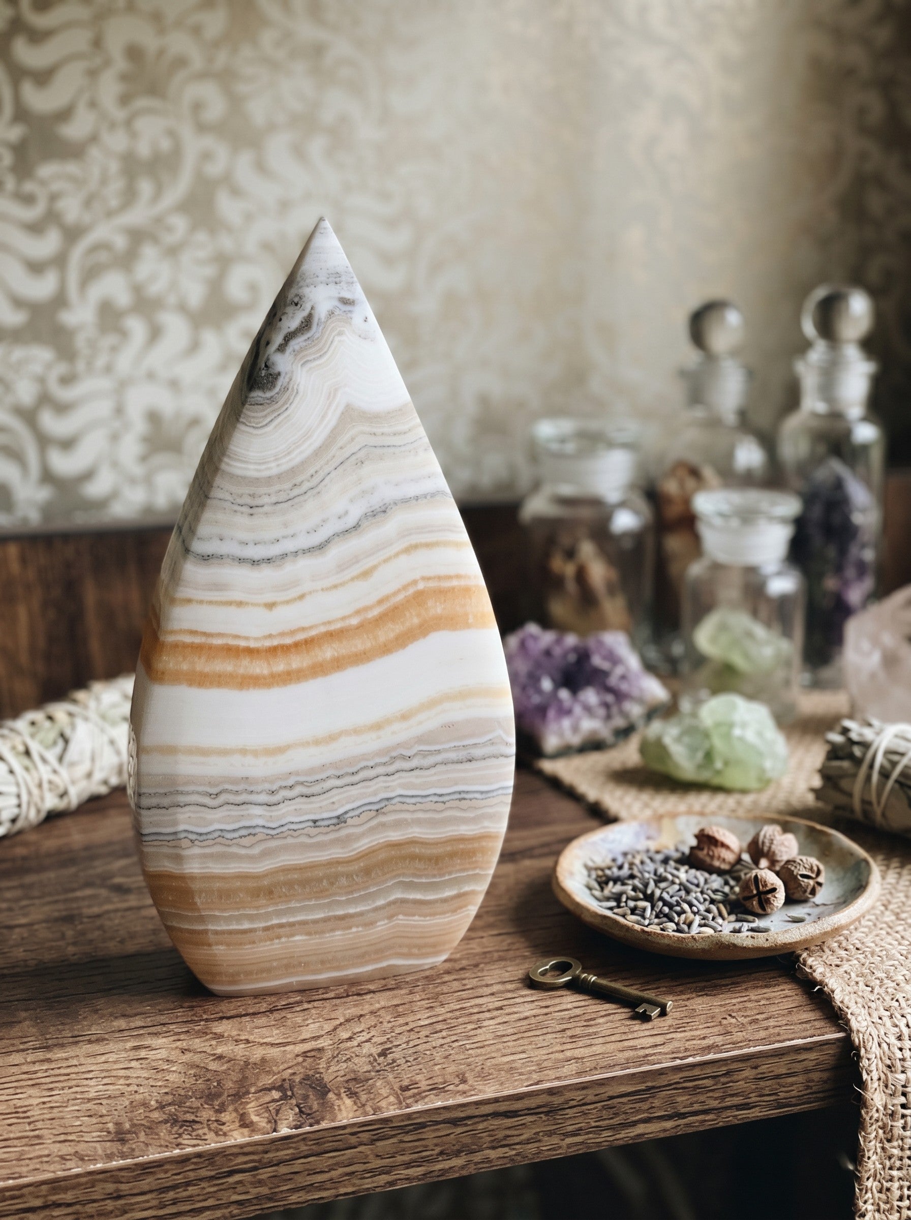 Banded Calcite Teardrop Flame