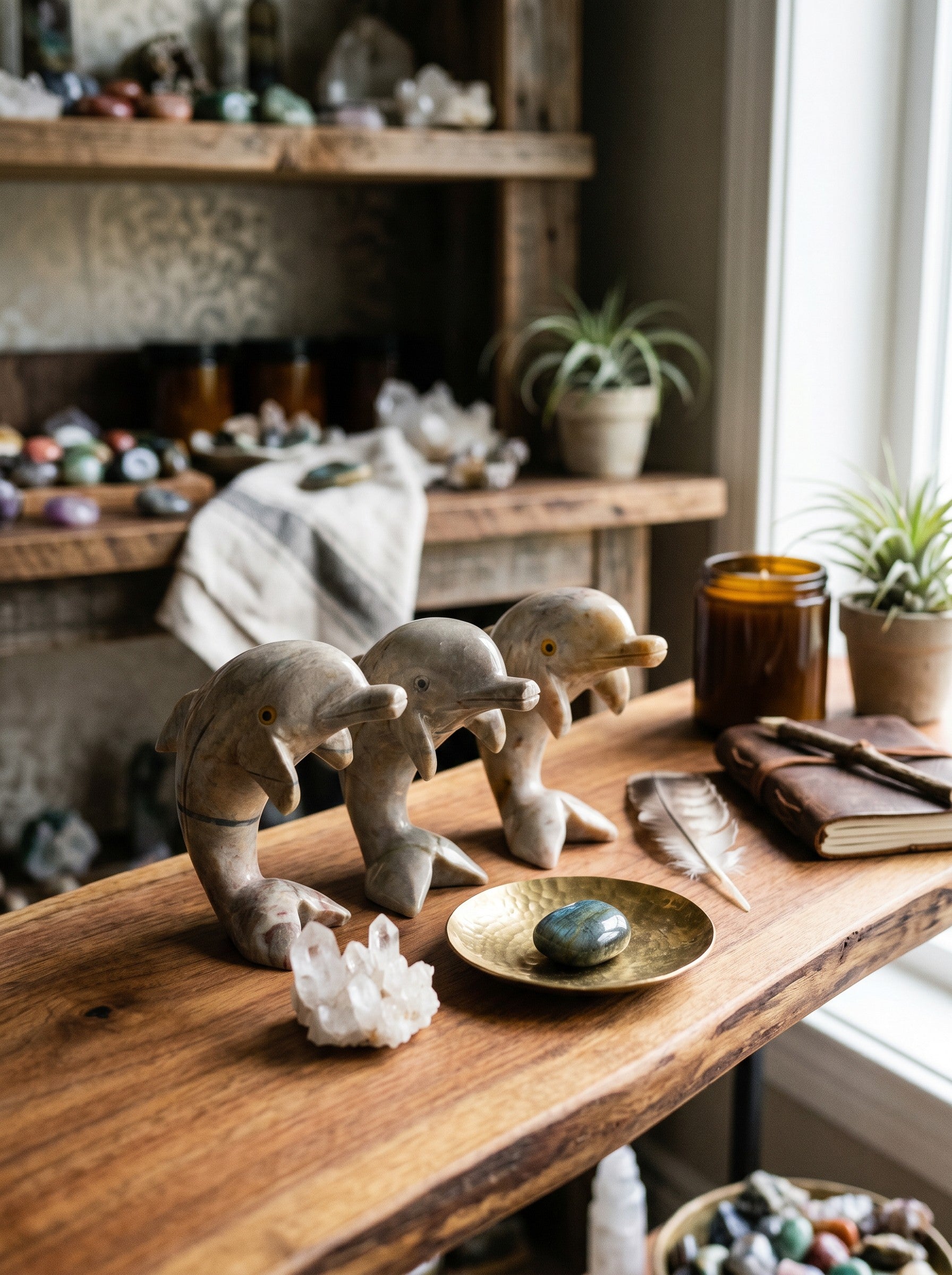 Soapstone Dolphin Carving