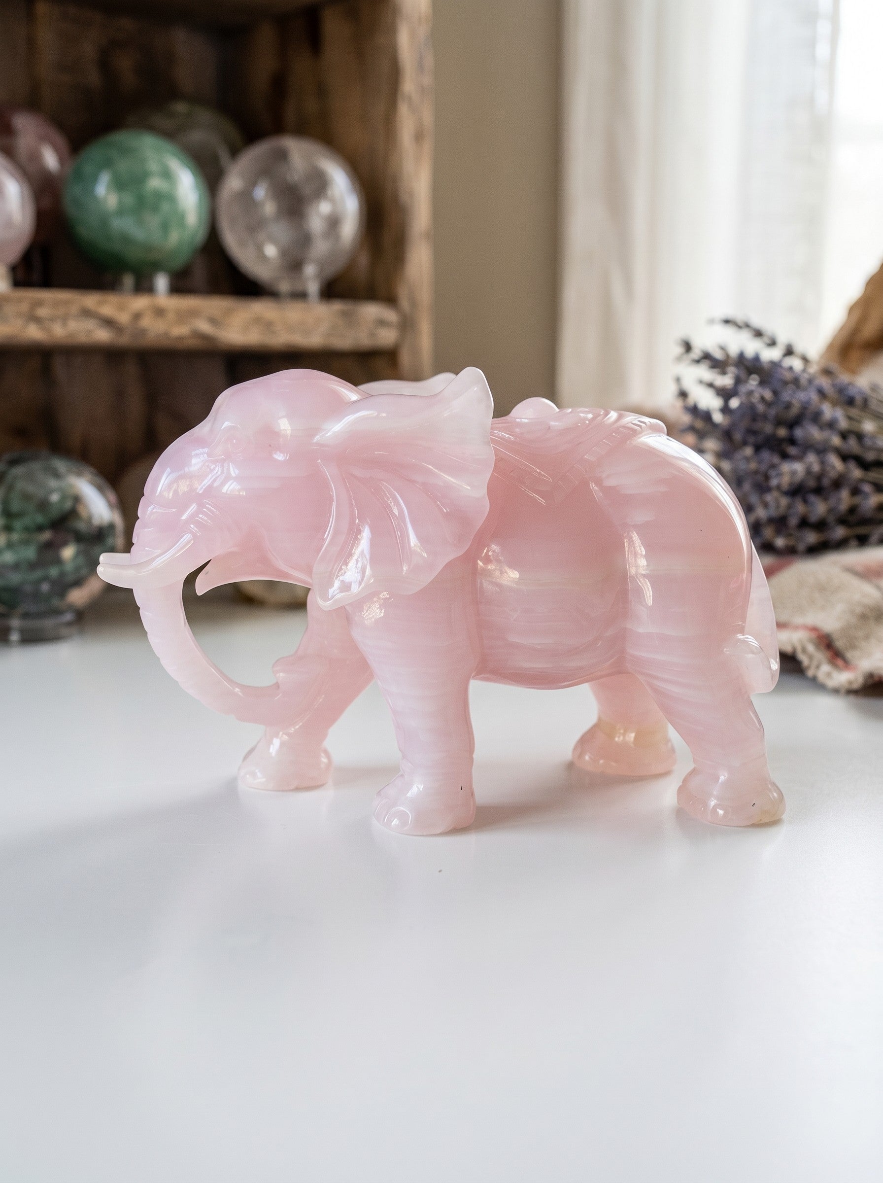 Mangano Calcite Elephant Carving