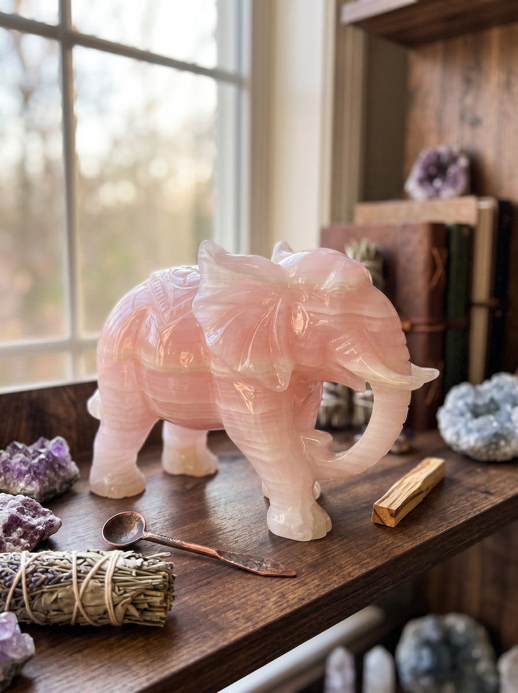 Mangano Calcite Elephant Carving
