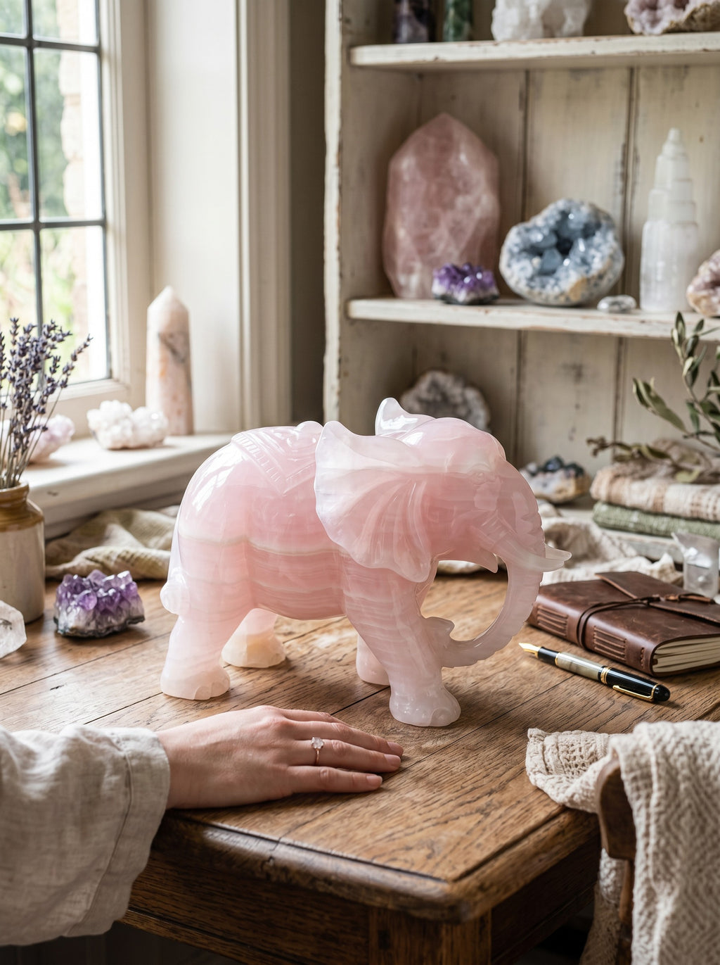Mangano Calcite Elephant Carving
