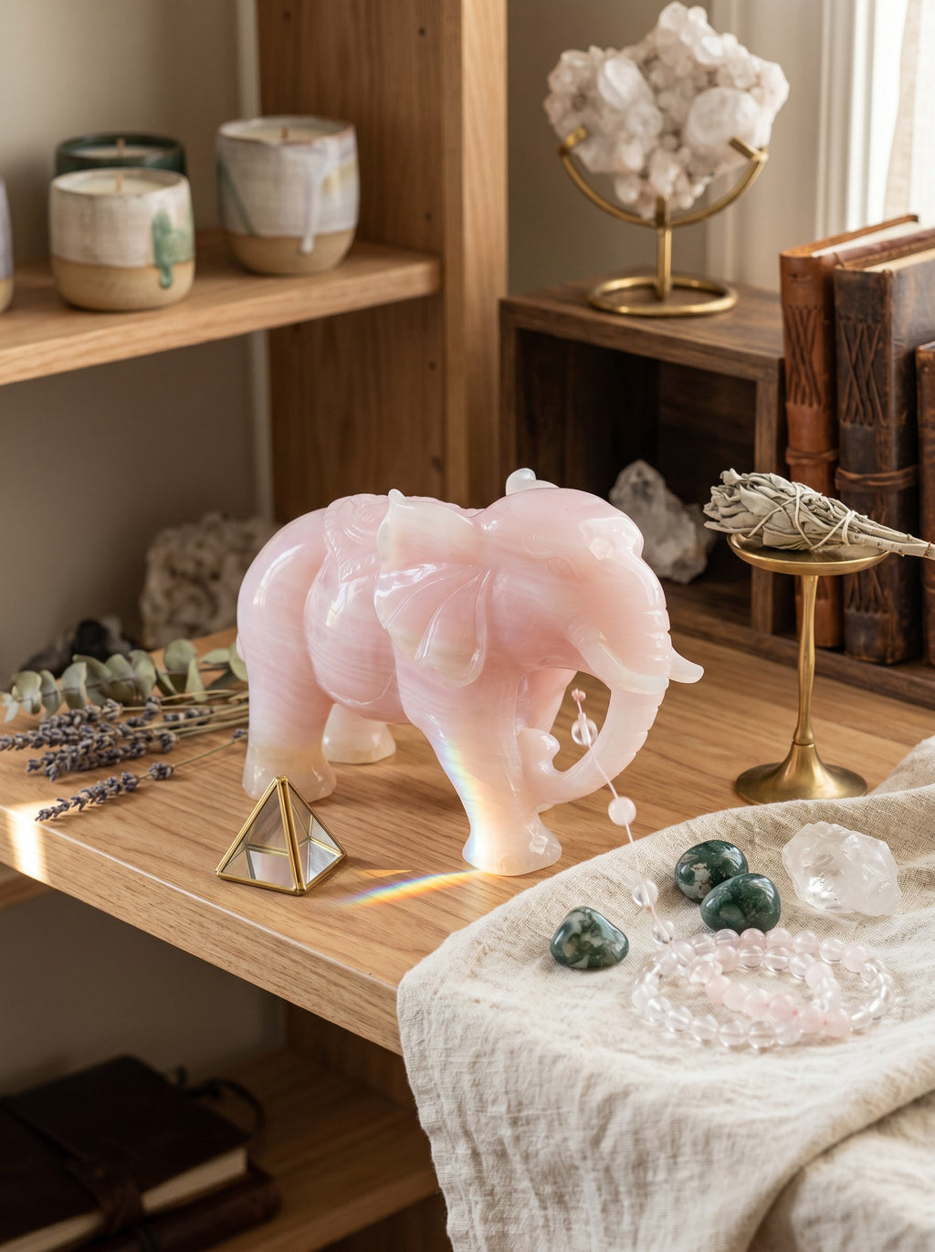 Mangano Calcite Elephant Carving