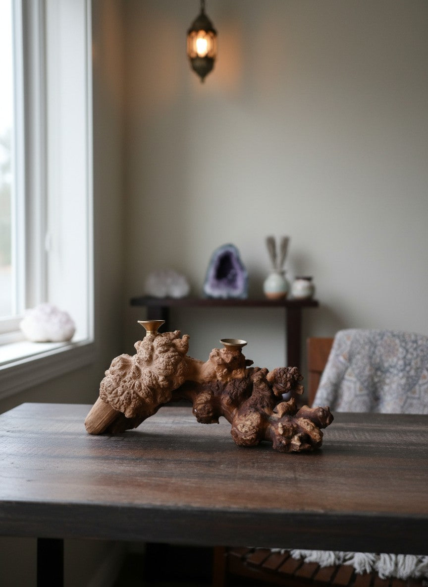 Natural Wooden Dual Sphere Stand