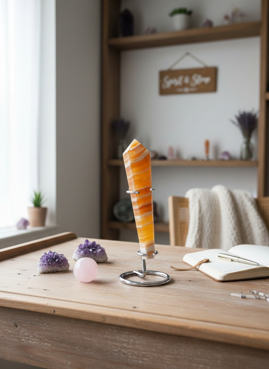 Orange Calcite Wand