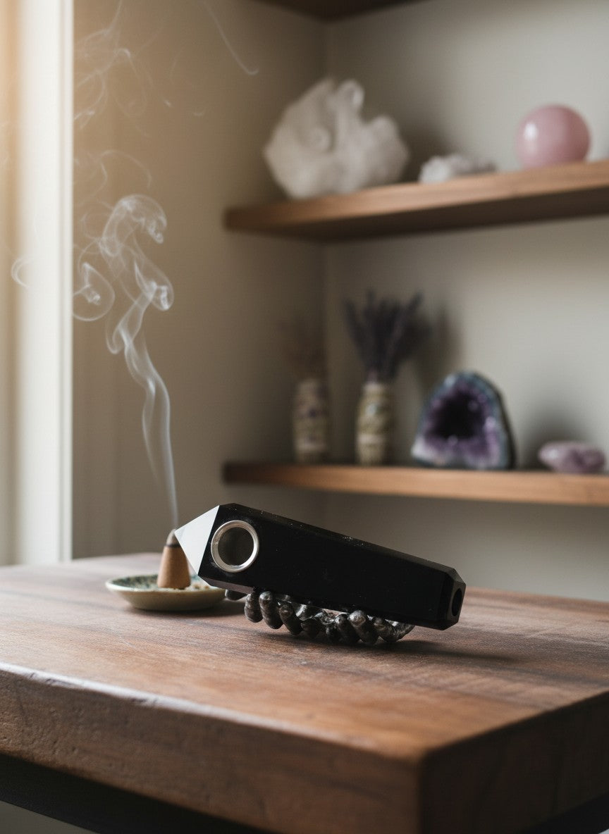 Ornamental Obsidian Pipe