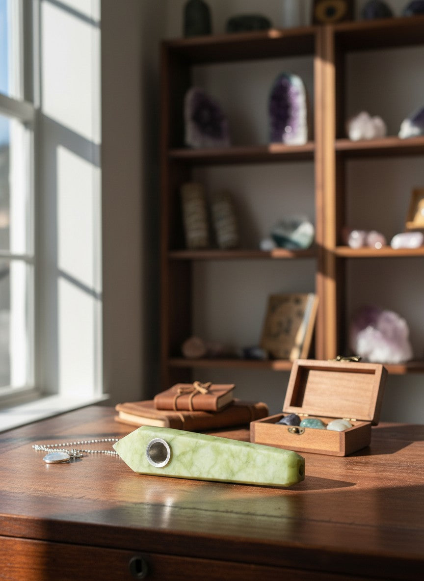 Ornamental Green Jade Pipe