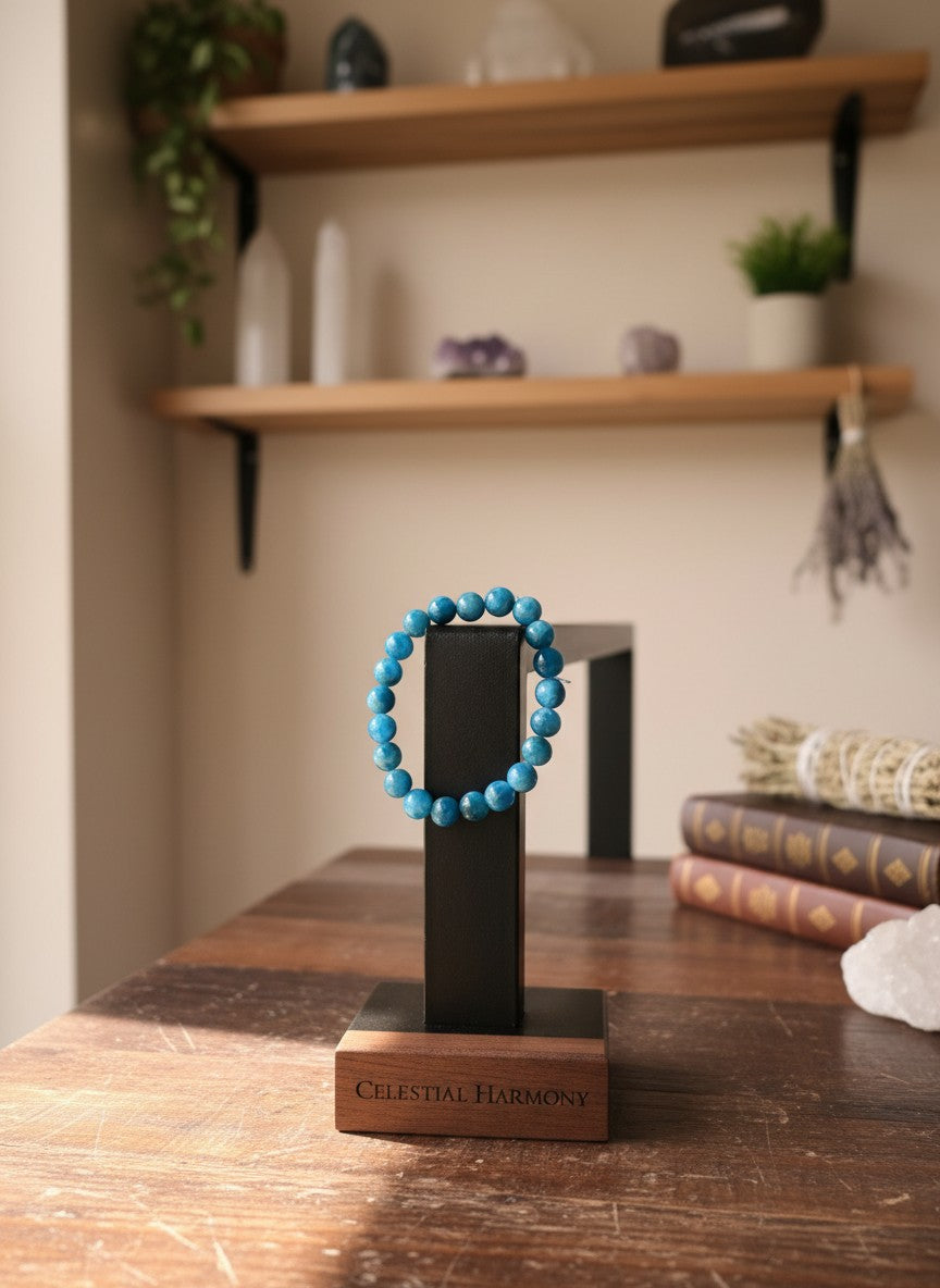 Blue Apatite Beaded Bracelet