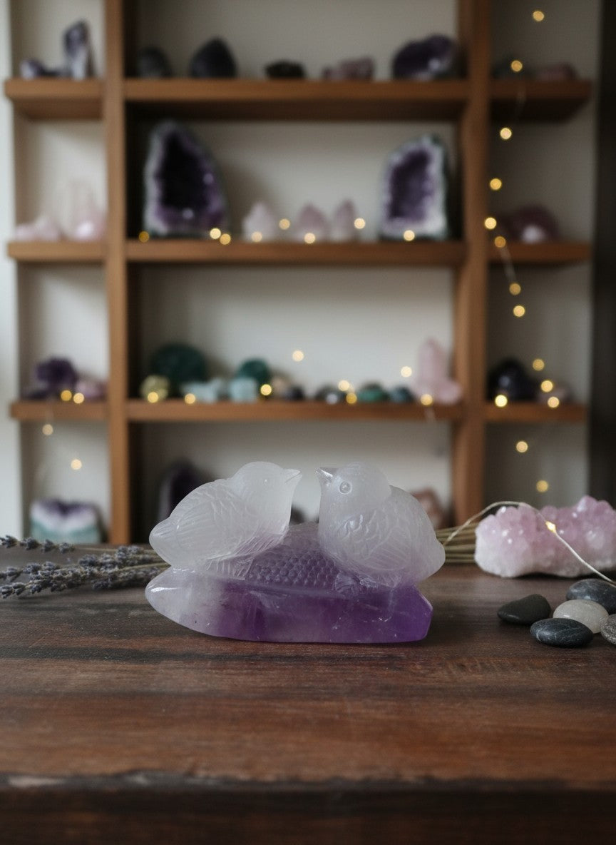 Quartz &amp; Amethyst Brazilian Love Birds