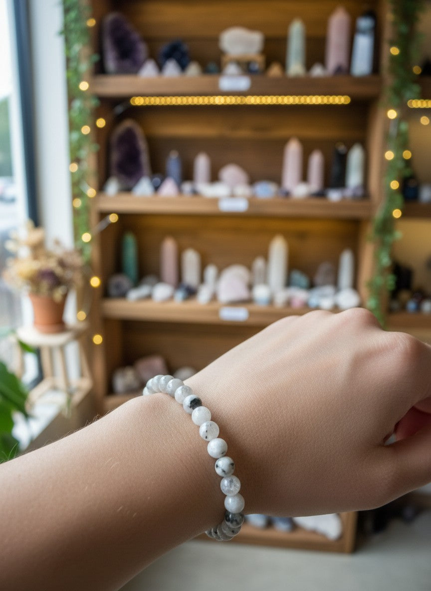 Rainbow Moonstone Bead Bracelet