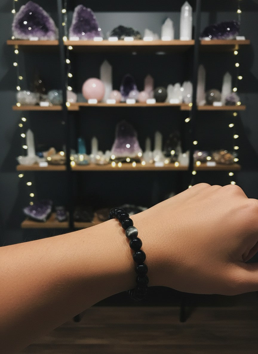 Gold Sheen Obsidian Bead Bracelet