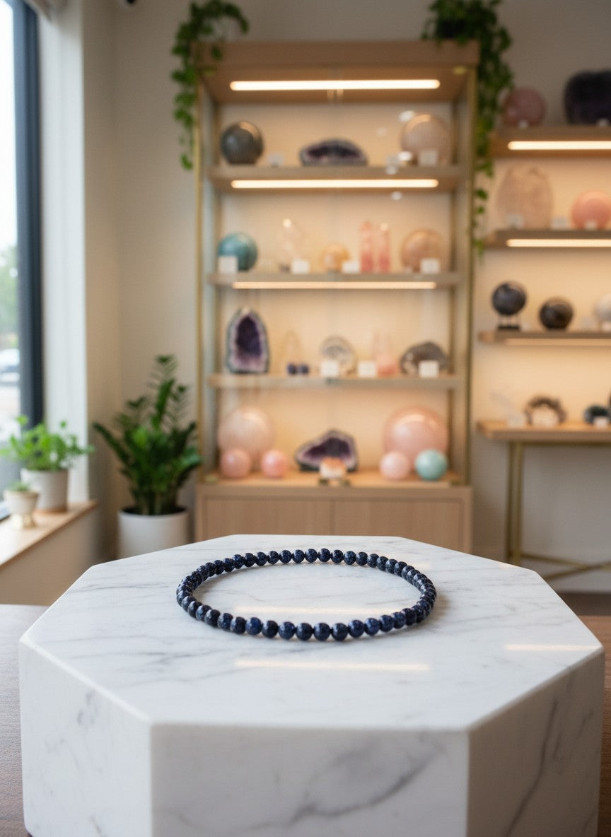 Blue Goldstone Bead Bracelet
