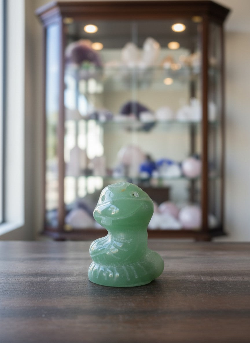 Green Aventurine Snake Carving