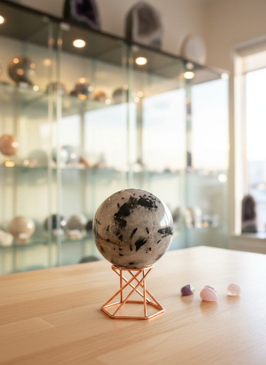 Quartz with Tourmaline Sphere