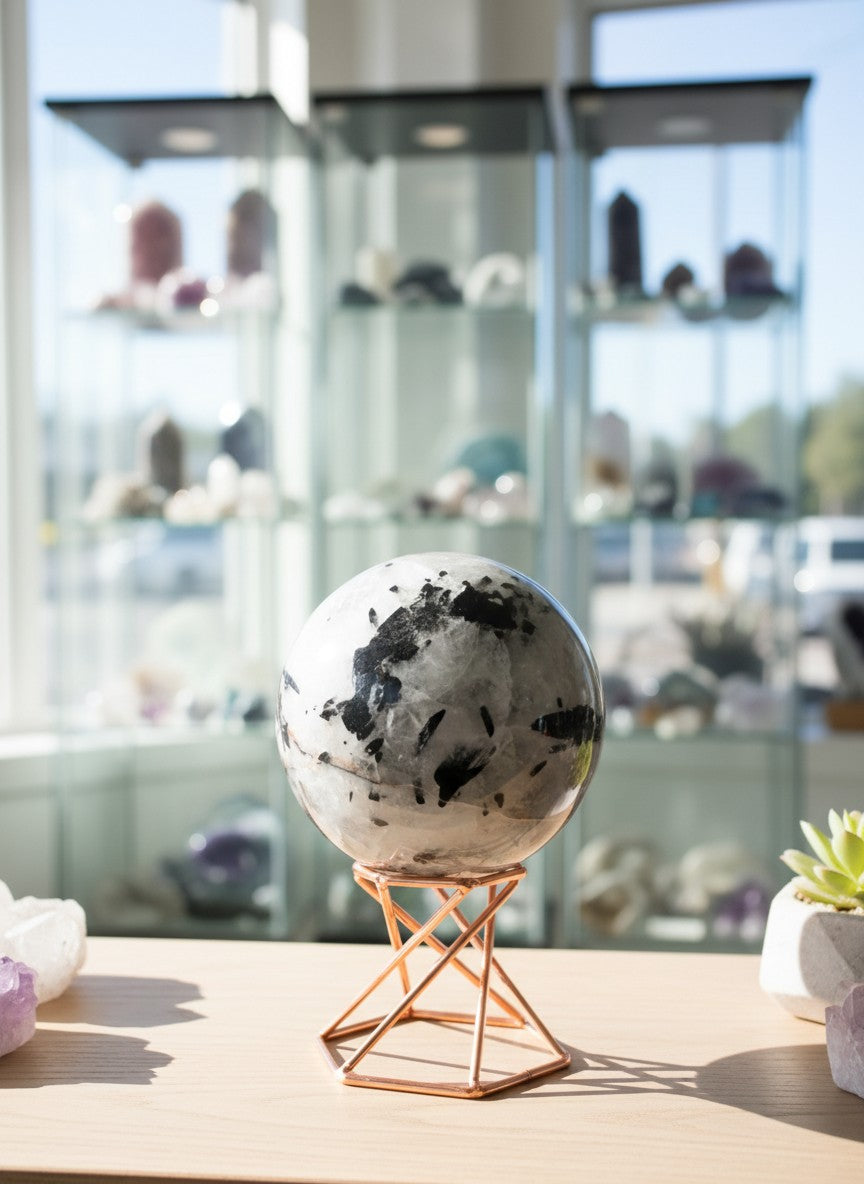 Quartz with Tourmaline Sphere