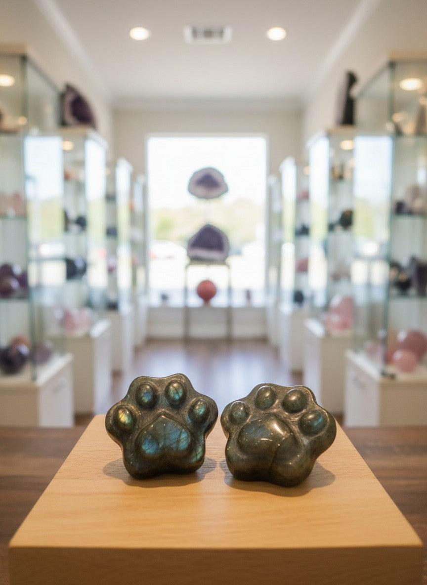 Labradorite Paw Carving