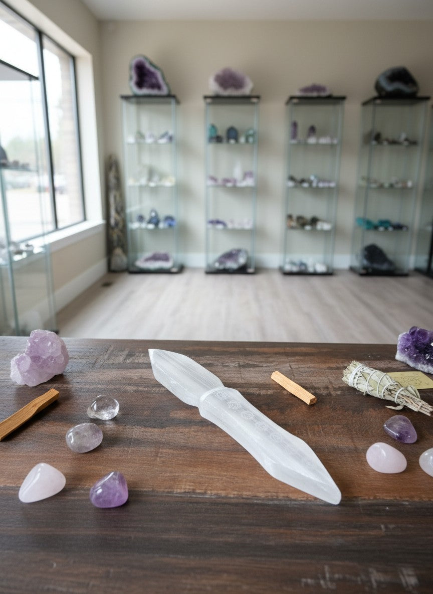Chakra Symbol Satin Spar Cord Cutting Knife