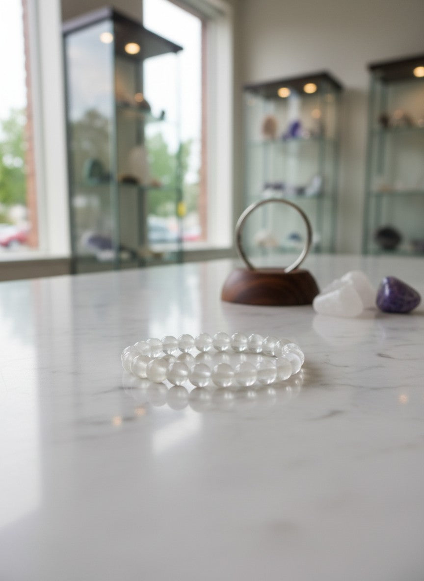 Satin Spar Bead Bracelet