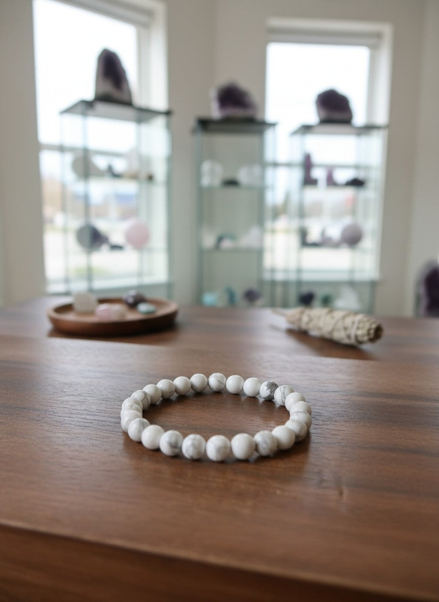 White Howlite Bead Bracelet