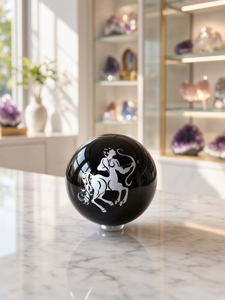 Black Obsidian Sagittarius Zodiac Sphere