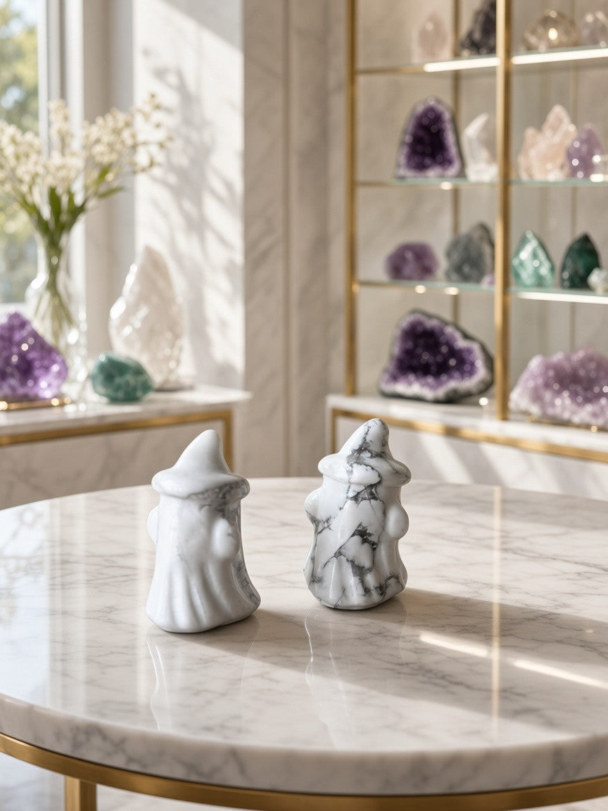 White Howlite Ghost Carving