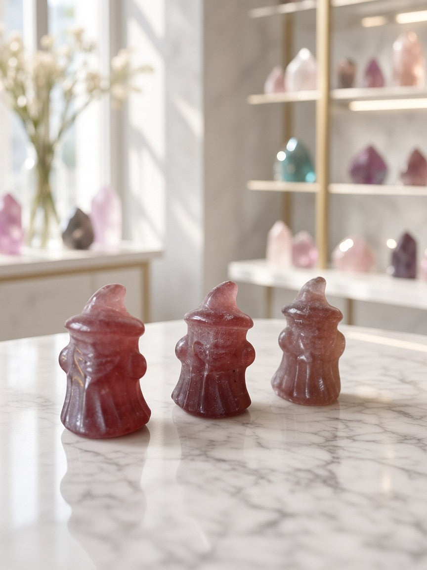Strawberry Quartz Ghost Carving