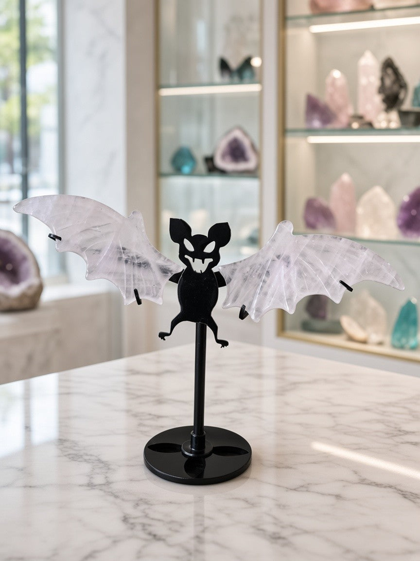 Rose Quartz Bat Carving