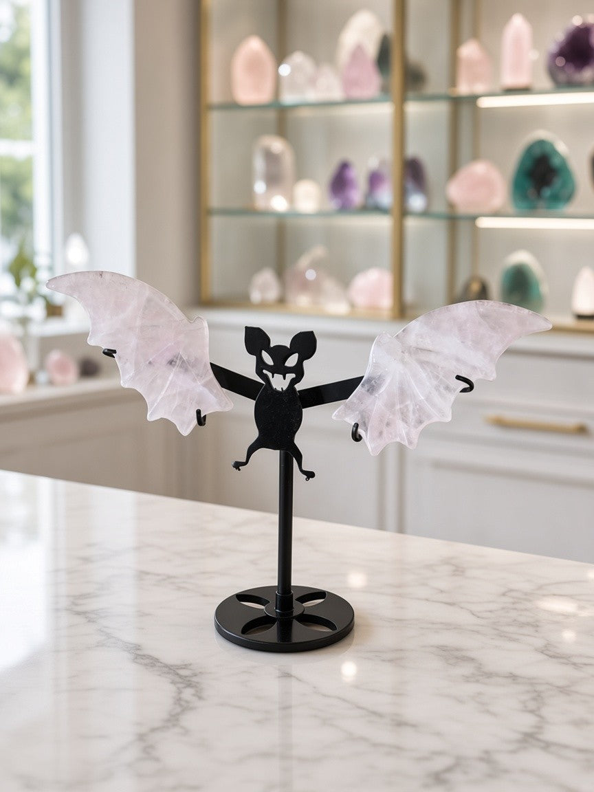 Rose Quartz Bat Carving