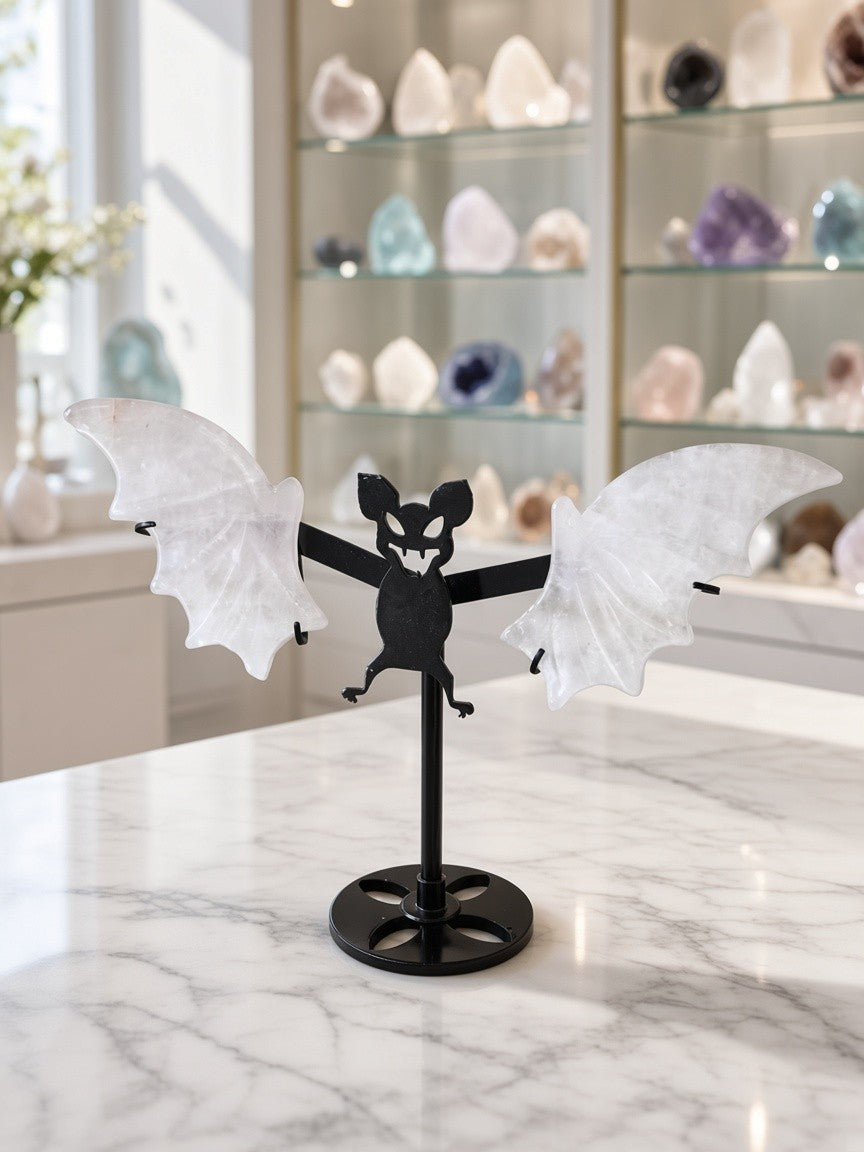 Rose Quartz Bat Carving