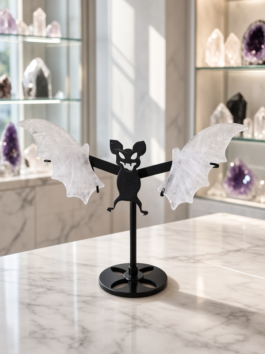 Clear Quartz Bat Carving