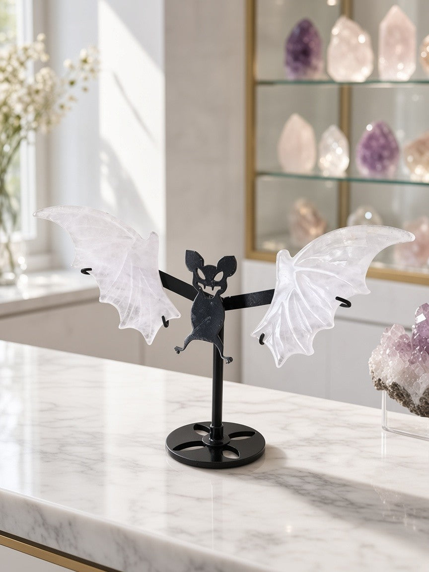Rose Quartz Bat Carving