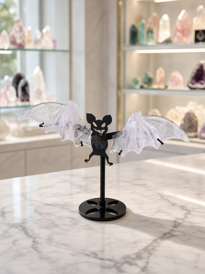 Rose Quartz Bat Carving