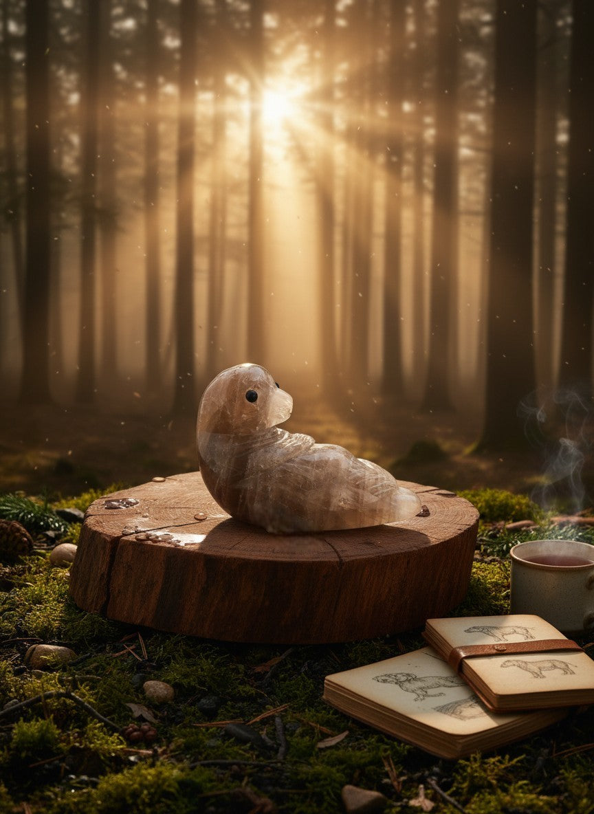 Smoky Quartz Otter Carving