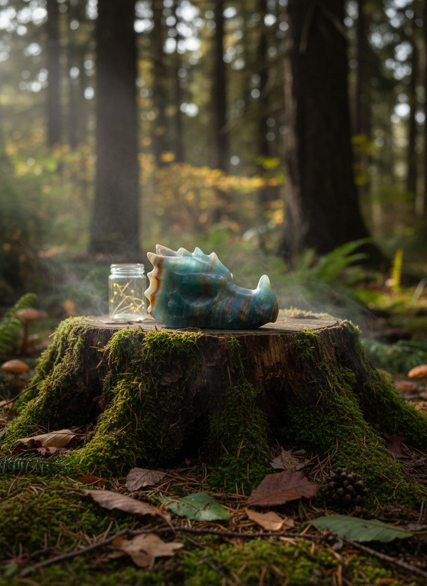 Blue Onyx Dragon Head