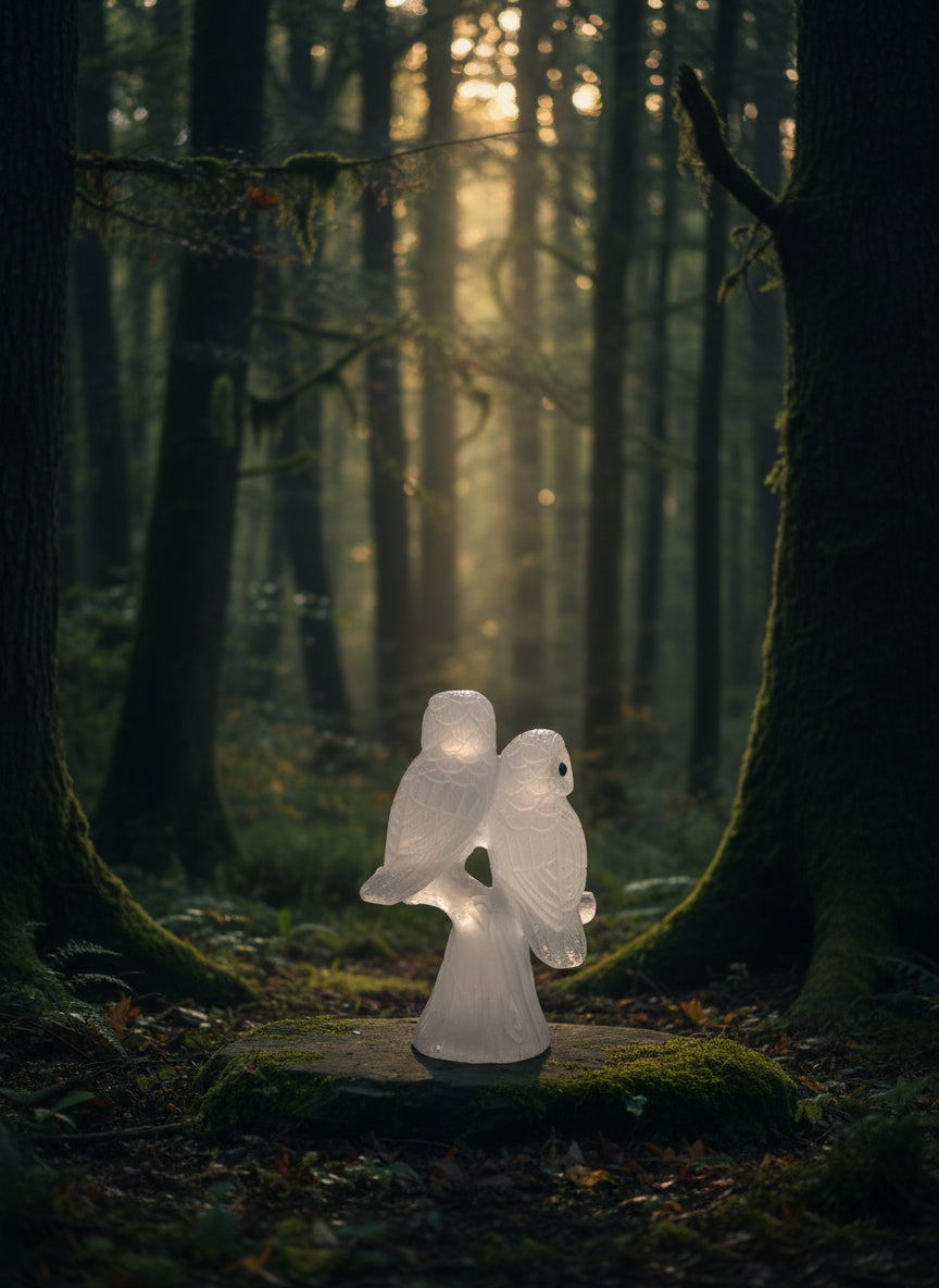 Quartz Master Crafted Owl Pair