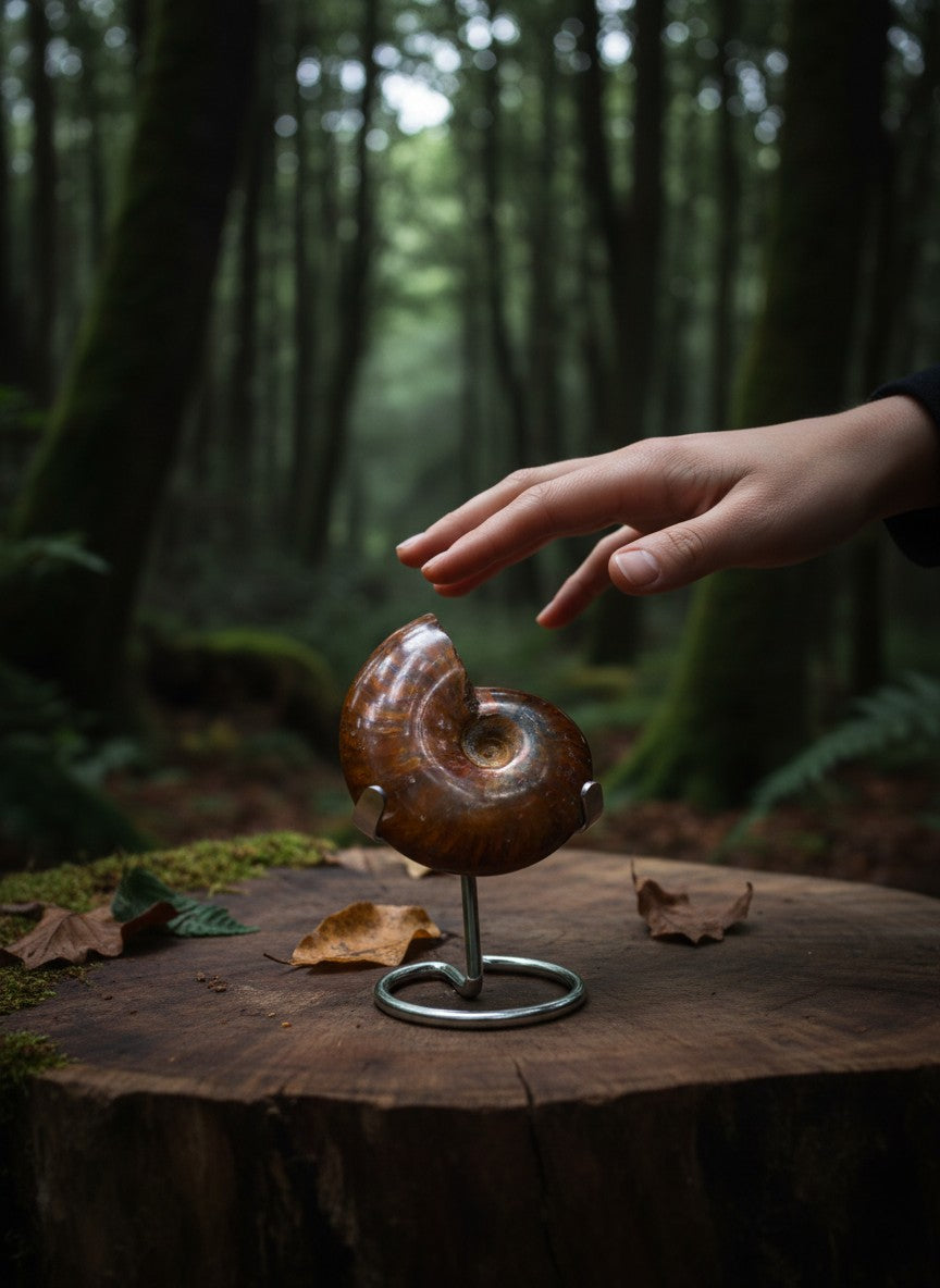 Ammonite with Red &amp; Purple Hues