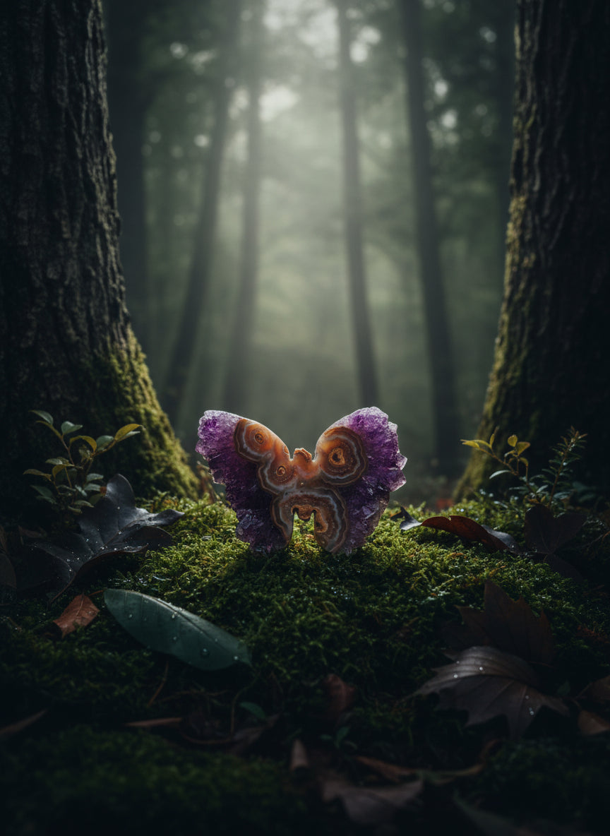 Amethyst Stalactite Butterfly Carving