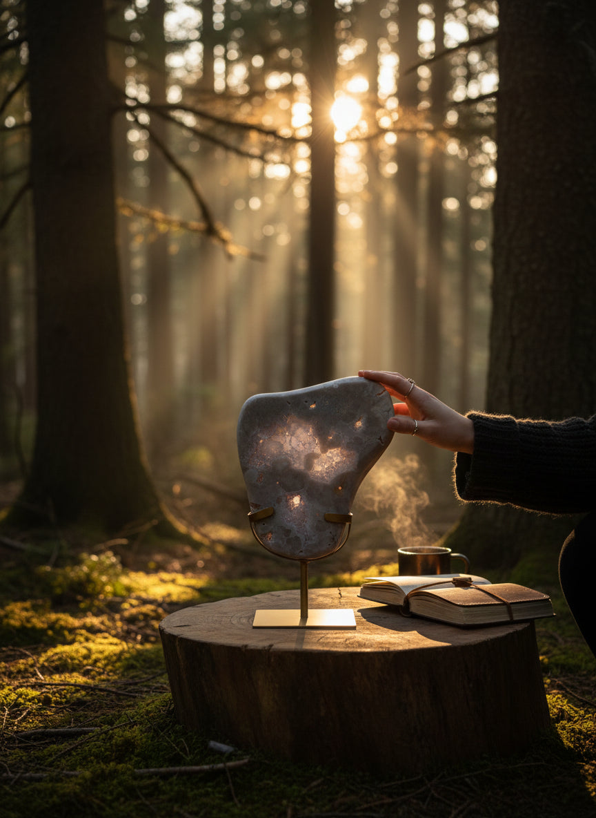 Pink Amethyst Polished Freeform on Stand