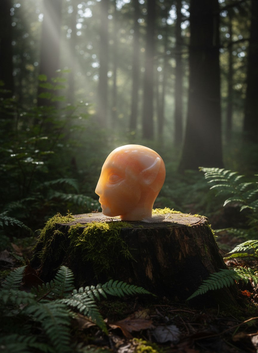 Orange Calcite Avatar Skull