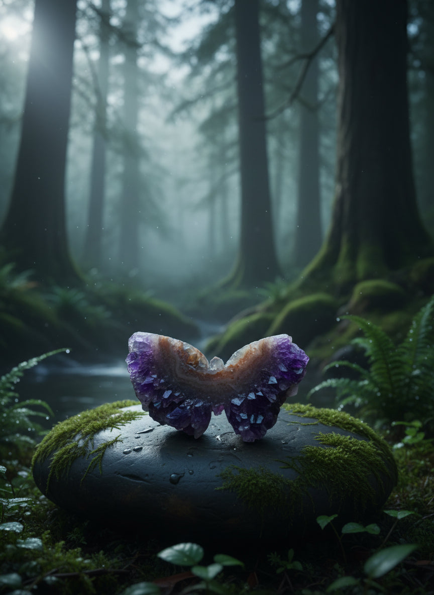 Amethyst Stalactite Butterfly Carving