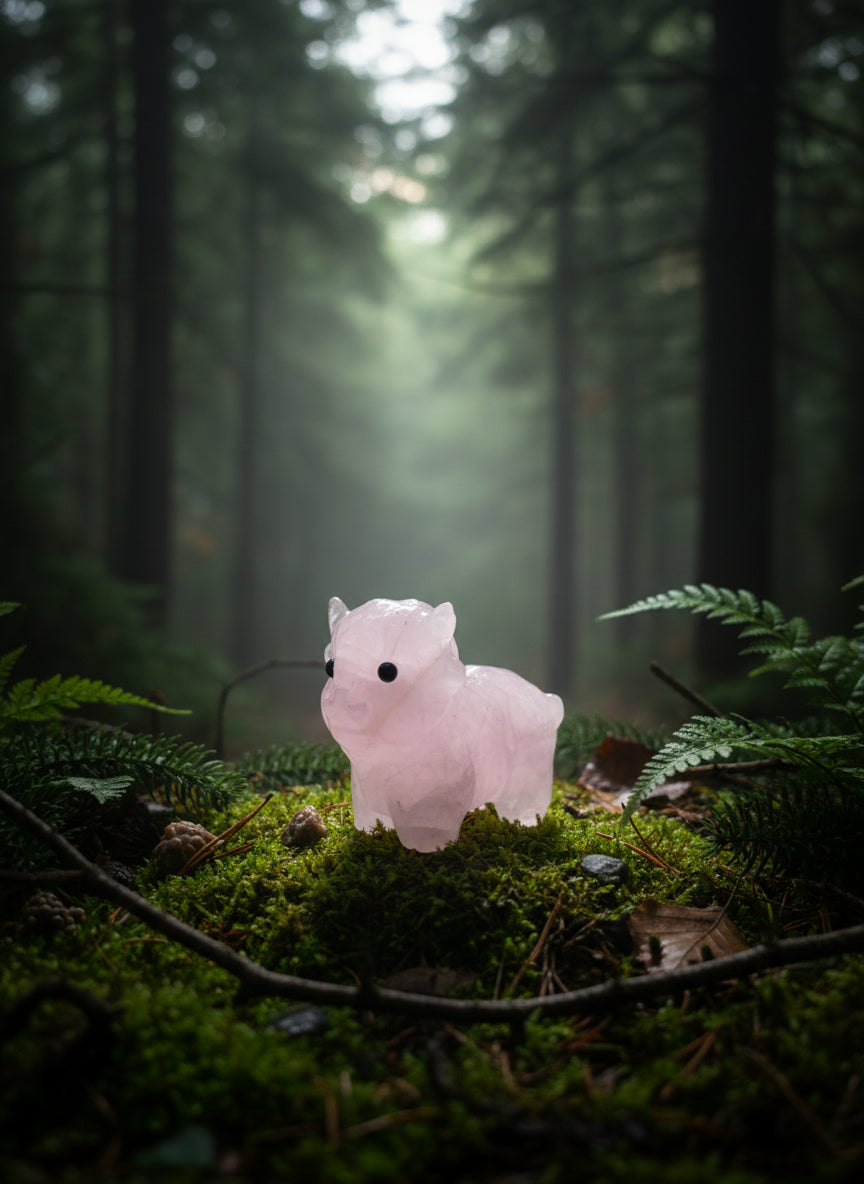 Rose Quartz Baby Highland Cow