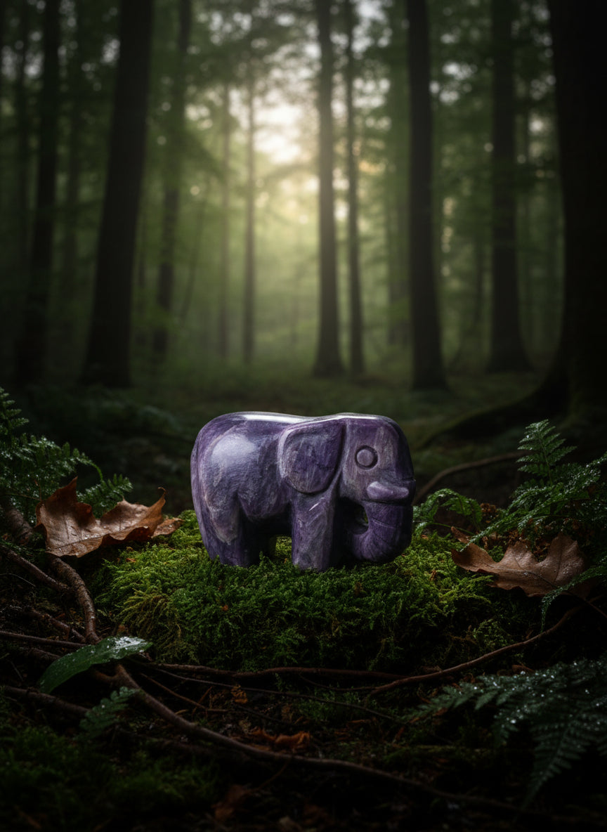 Charoite Elephant Carving