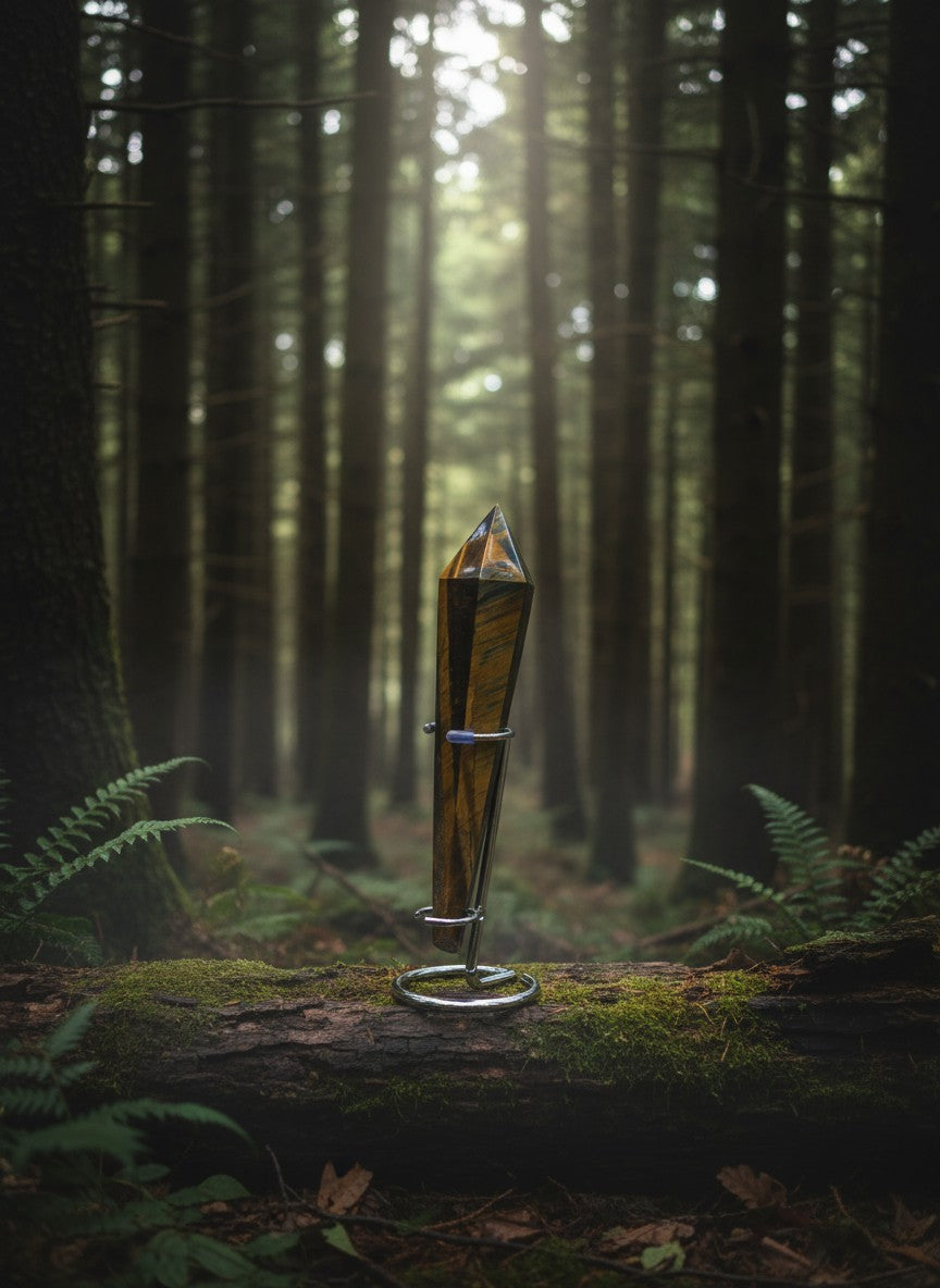 Tiger’s Eye Wand on Stand