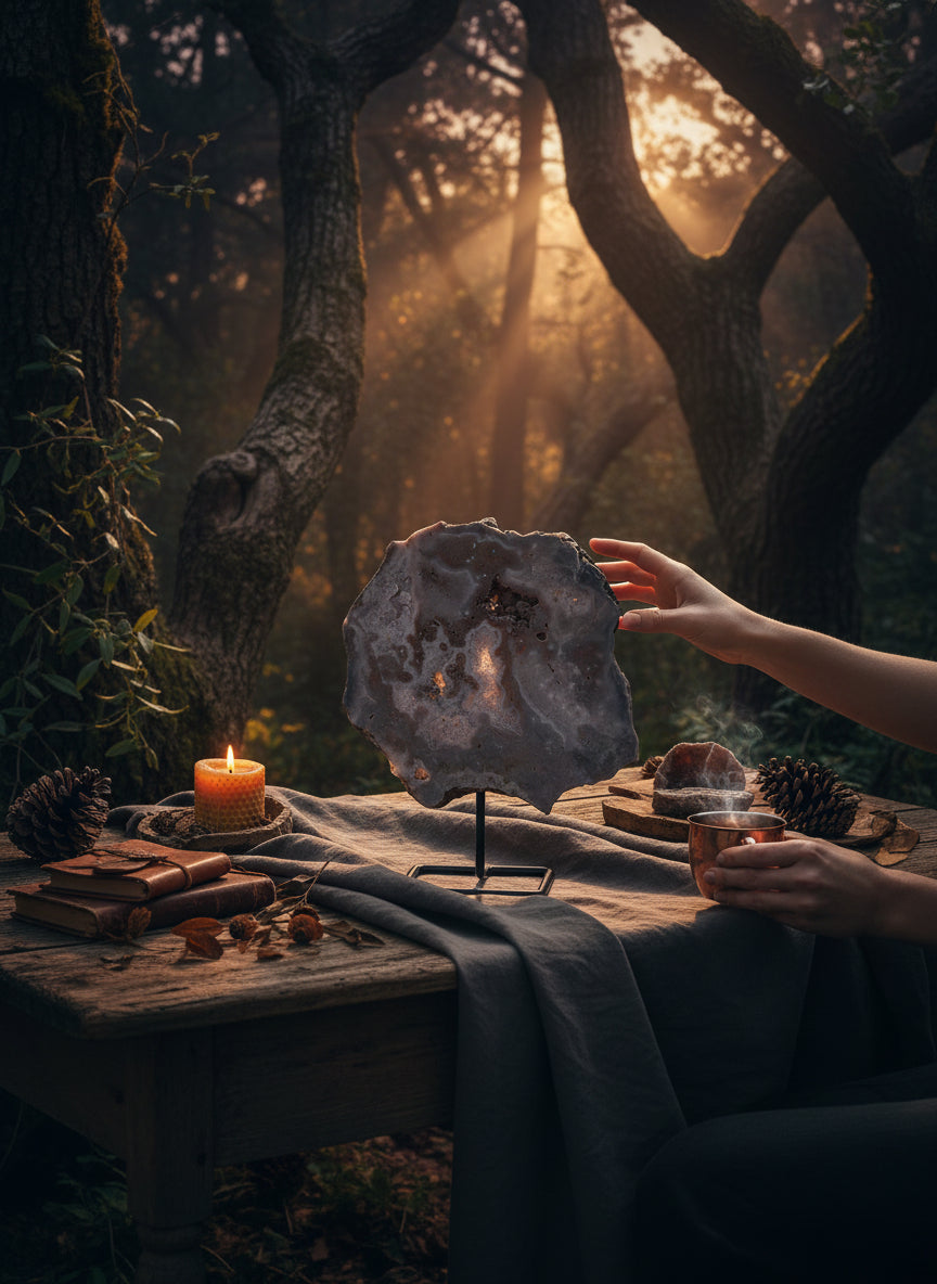 Pink Amethyst on Metal Stand