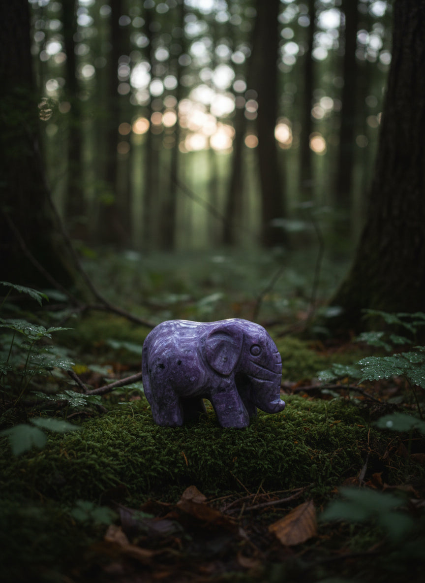 Charoite Elephant Carving