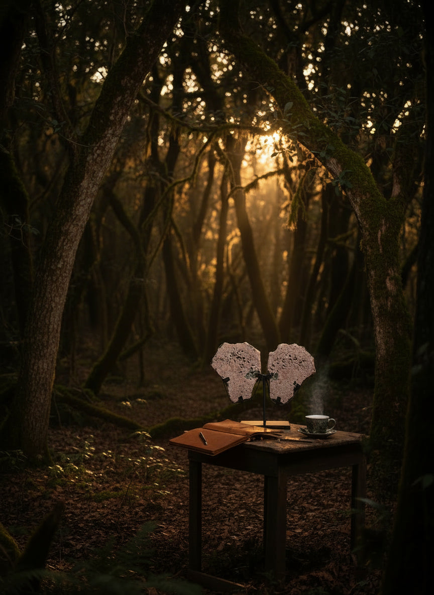 Pink Amethyst Wings on Metal Stand