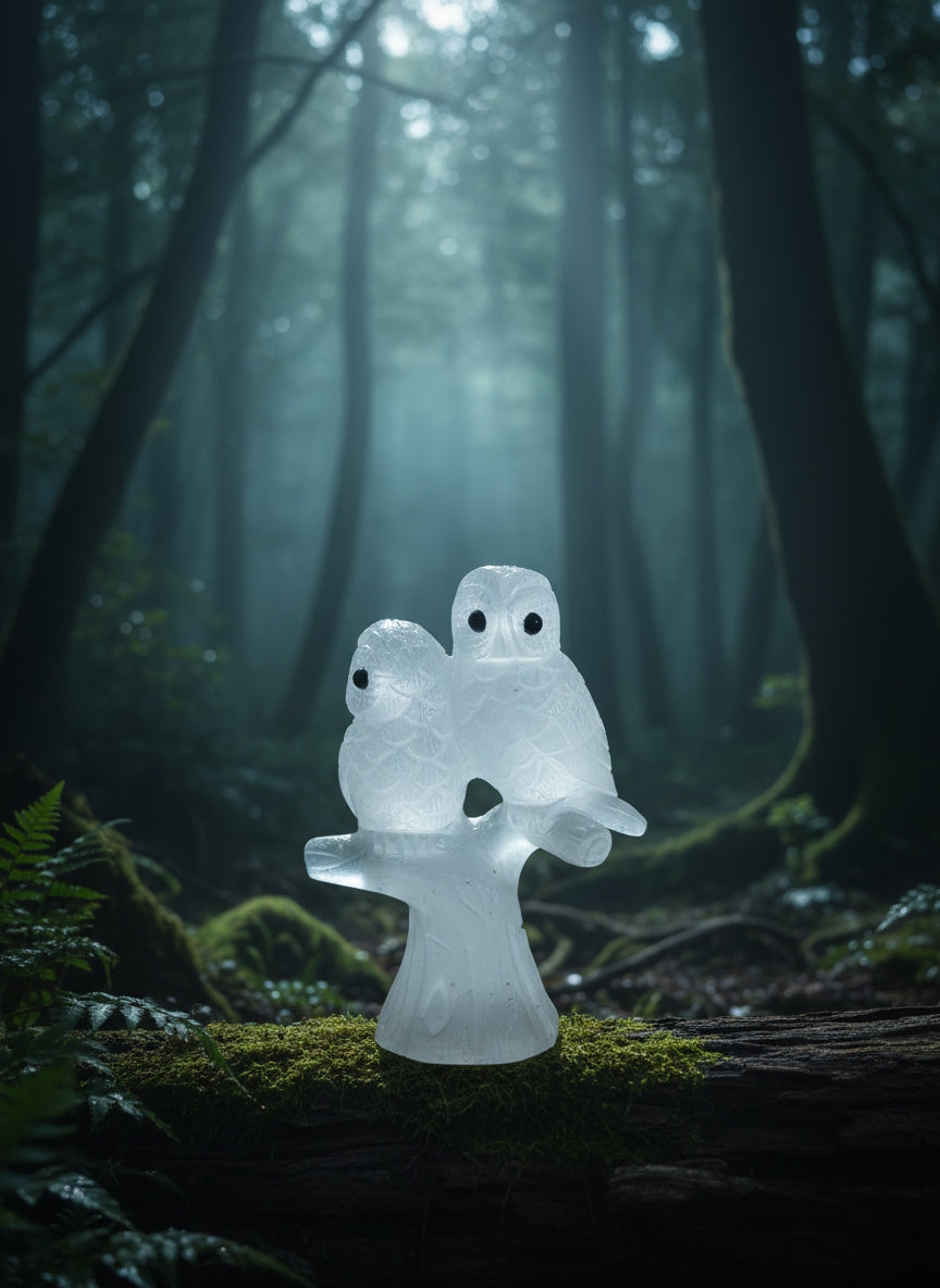 Quartz Master Crafted Owl Pair