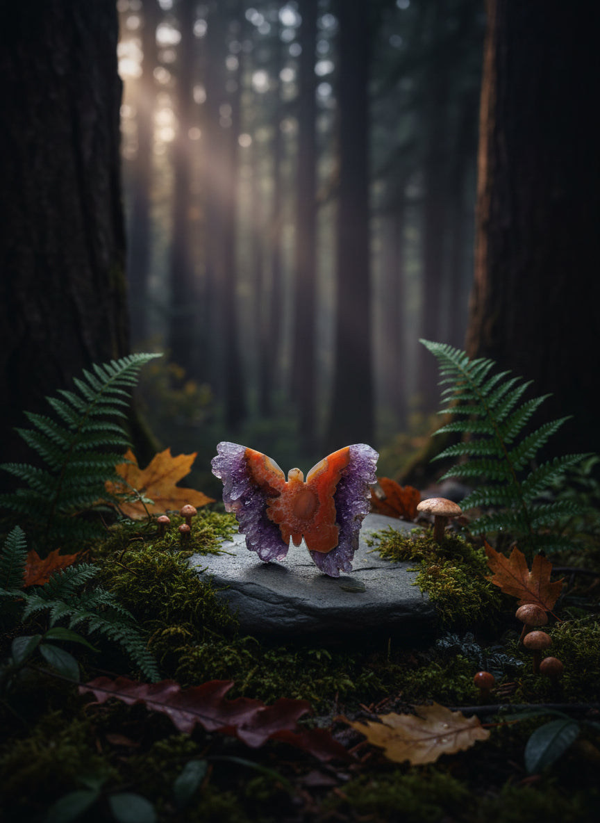 Amethyst Stalactite Butterfly Carving